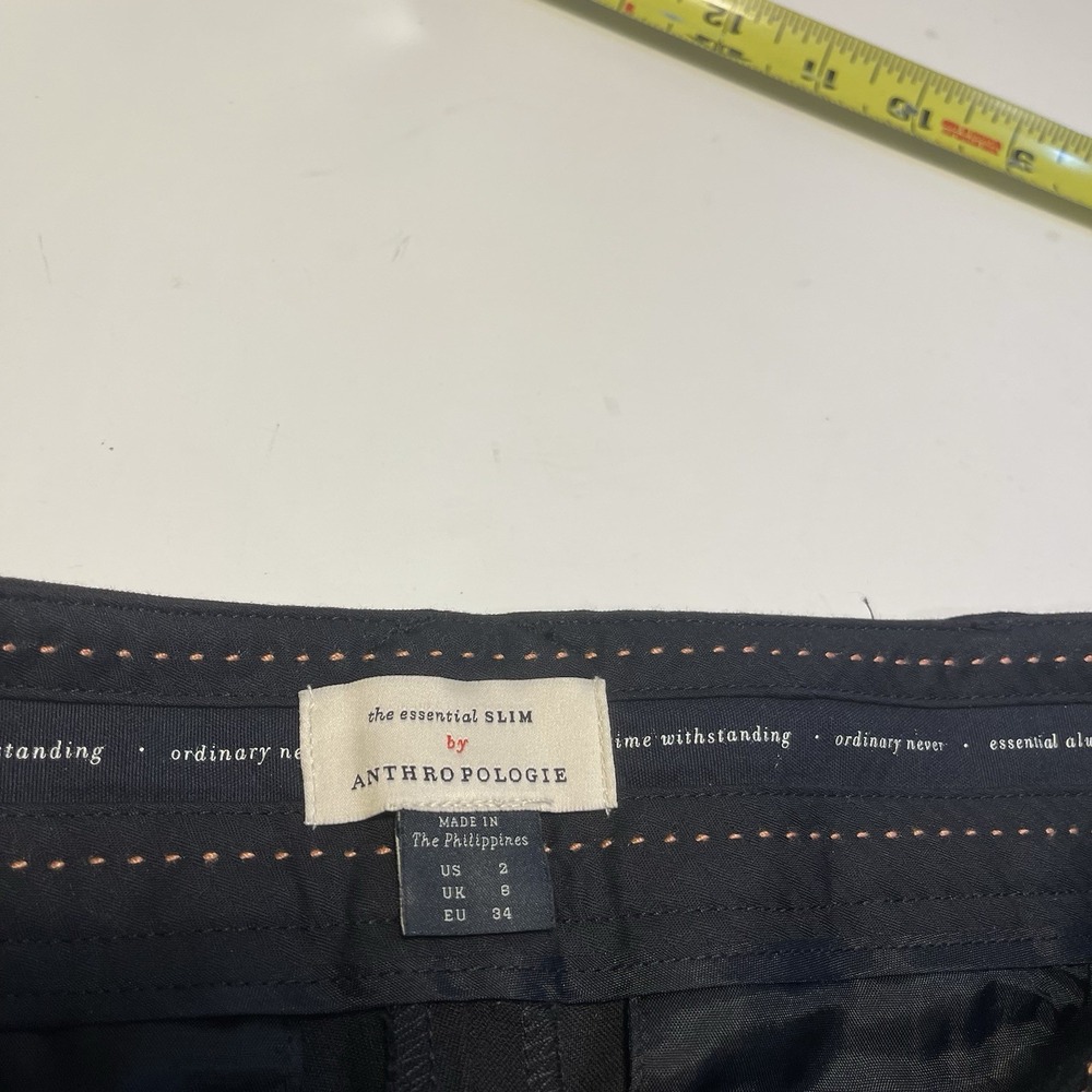 Anthropologie The Essential Slim Black Pants Size 2 Ankle Stretch Preppy Career - Picture 8 of 10